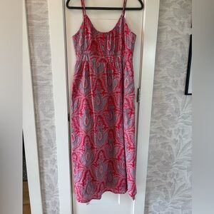 J. Crew Paisley Maxi Dress Size 8 Cami Sundress Cute Coral Empire Boho Preppy